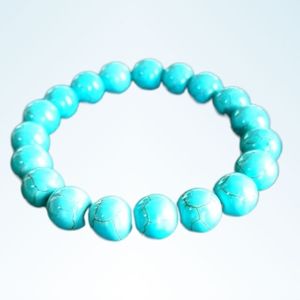 Hand Crafted Boho Beaded Turquoise Howlite Stackable Stretch Bracelet